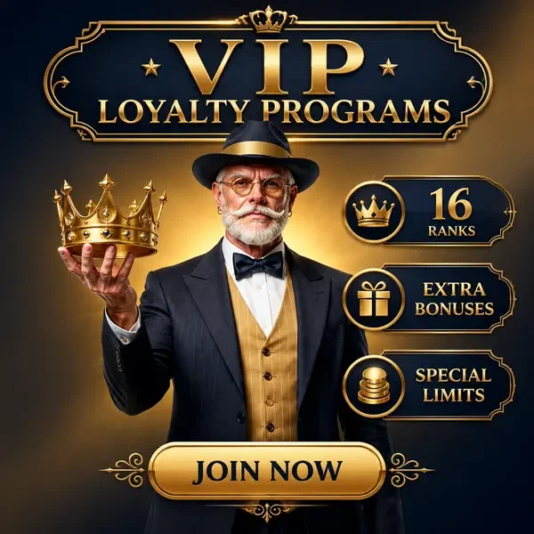 Gentleman distingué présentant une couronne dorée dans le hall du programme de fidélité VIP Billionaire Spin